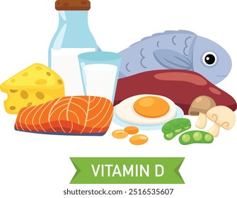 Ilustração do vetor de fontes alimentares de vitamina D