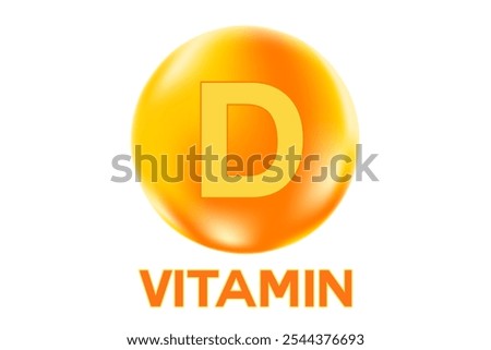 Vitamin D glowing 3D molecule element or bubble isolated, transparent background. Rich fluid orange, yellow color flowing bubbles, supplement skin products banner, presentation, infographic design