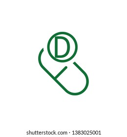 Vitamin D green icon. Element of vitamin icon. Thin line icon for website design and development, app development. Premium icon