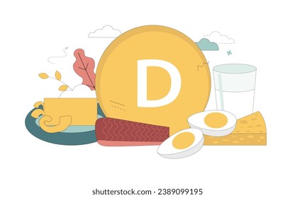 Vitamin D. Gesund essen. Vitamin-D-haltige Erzeugnisse. Milch, Käse, Eier, Fisch