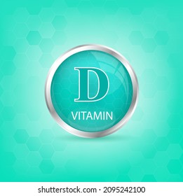 Vitamin D-Ikone strukturieren hellgrüne Substanz. Persönliche Pflege, Beauty-Konzept. Medizinisches Gesundheitssymbol von Thiamin. Konzept des Drogenhandels. Vektorgrafik. 3D-Vitamin-Komplex mit chemischer Formel