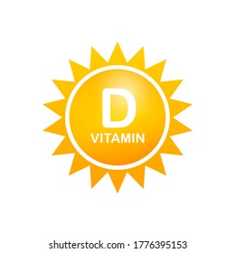 Vitamin D Icon With Sun. Vector Stock Illustration.