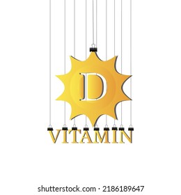 Icono de vitamina D con ilustración de material del vector Sun.