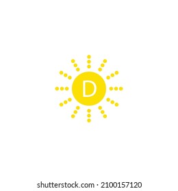 Vitamin-D-Ikone-Vektorgrafik. Sonnensymbol