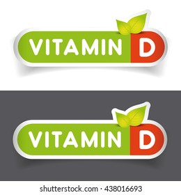 Vitamin D label sign vector set