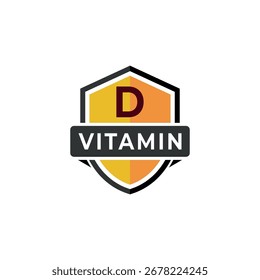 Vitamina D Logo - Ícone De Suplemento Nutricional Em Forma De Escudo