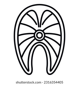Vitamin-D-Rotfisch-Symbol-Umrissvektor. Sonnennahrung. Diäthaut