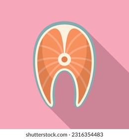 Vitamin D red fish icon flat vector. Sun food. Diet skin