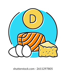 vitamin d rich food osteoporosis color icon vector. vitamin d rich food osteoporosis sign. isolated symbol illustration