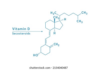 Vitamin D (Secosteroids) structural chemical formula. Medical and scientific concepts. Isolated on white background. Vector EPS10 illustration.