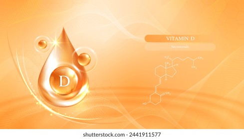 Vitamin d and structure. vitamin complex with chemical formula from nature. beauty treatment nutrition skin care design. Medical and scientific concepts. vector design.
