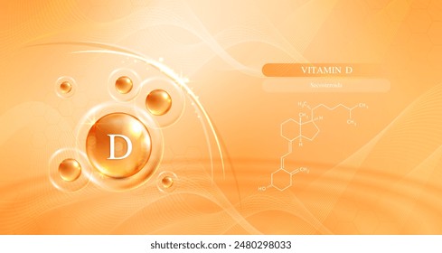 Vitamin d and structure. vitamin complex with chemical formula from nature. beauty treatment nutrition skin care design. Medical and scientific concepts. vector design.