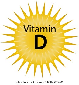 Vitamin D sun. Vitamin D Icon with Sun. Food safety. Great design for any purposes.Vector icon. Stock image. EPS 10.