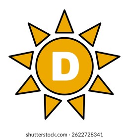 Vitamin D sun icon. Vector.