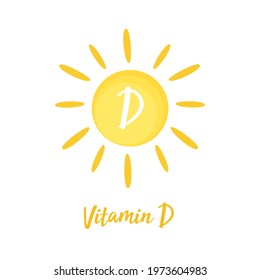 Vitamin D Sun Sign Icon. Vector Illustration