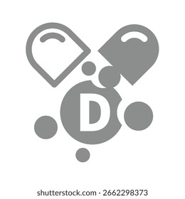 Icono de Vector de vitamina D. Símbolo de la cápsula de micronutrientes o suplementos de nutrientes.