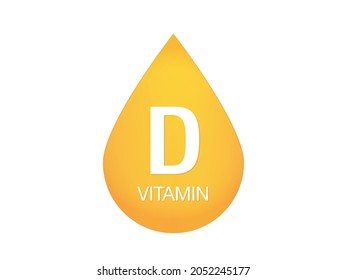 Vitamin D vector icon in a drop. Vitamin D vector yellow  sign.