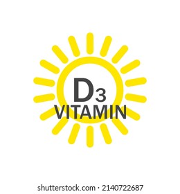 Vitamin d vector icon, sun vitamin on white isolated background.