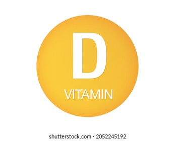 Icono vector de vitamina D. Signo amarillo vectorial de vitamina D.