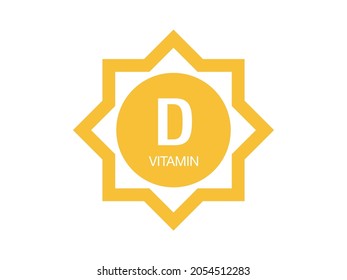 Vitamin D vector icon. Vitamin D vector yellow  sign.