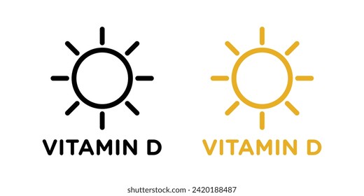 Vitamin D Vector Line Icon Illustration.