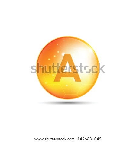 vitamin d, yellow capsule. yellow bubble, realistic vector design. 