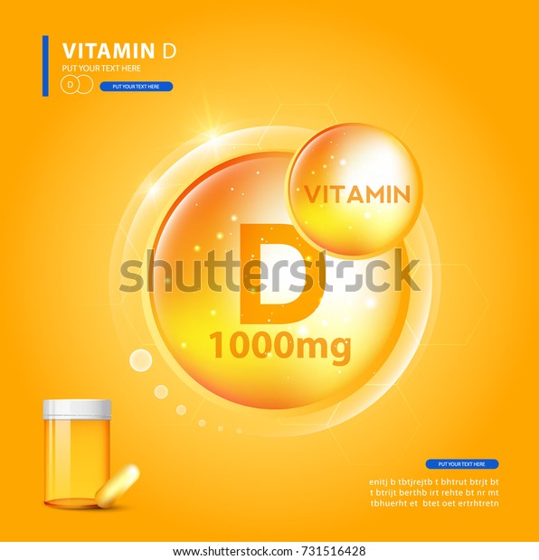 Vitamin D Yellow Capsule Yellow Bubble Stock Vector (Royalty Free