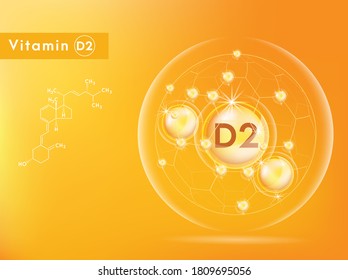 Vitamin D2 concept skin care cosmetics solution vector design.