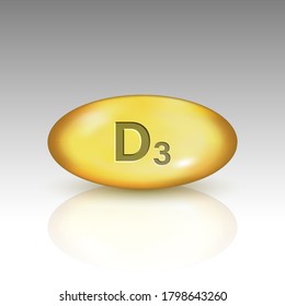 Vitamin D3. Cholecalciferol vitamin drop pill capsule icon