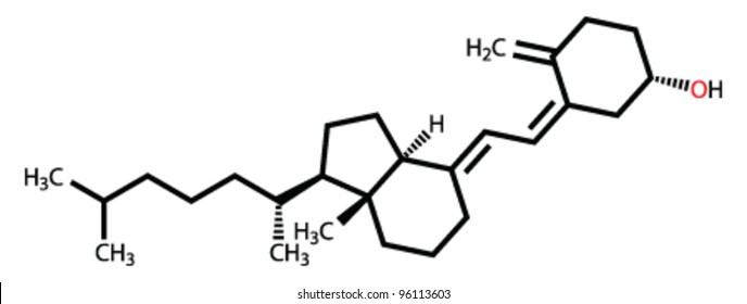 Vitamin D3 (Cholecalciferol) structural formula drawn on a white background