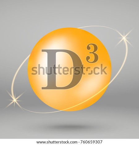 Vitamin D3 gold icon. drop pill capsule. Vitamin complex design