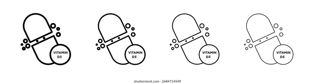 Vitamin D3 icon Flat thin line vector illustration art outline set