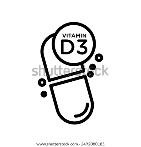 Vitamin D3 icon linear logo mark in black and white