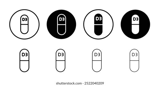 Icono de vitamina D3 Ilustración vectorial de línea delgada
