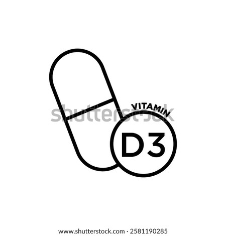 Vitamin D3 icon Thin line art isolated