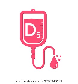 Vitamina D5 goteo saco salino icono rojo forma línea simple. Vitaminas solución salina iv aislada sobre fondo blanco. Concepto de símbolo médico. Diseñar para usar aplicaciones web móviles, medios impresos. EPS10 vectores.