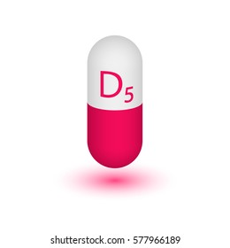 VITAMIN D5 The element design. Two-tone capsule on a white background. Vector illustration.