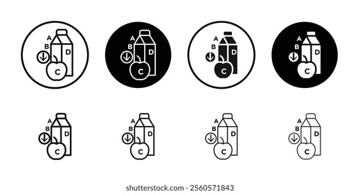 Vitamin deficiency icon Flat outline fill set collection