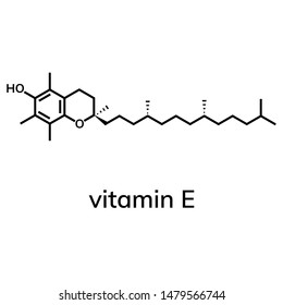Vitamin E or alpha-tocopherol chemical formula