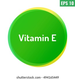 Vitamin E. Badge, sticker, icon, logo vector design illustration on white background. Can be used for eco, organic, bio theme.