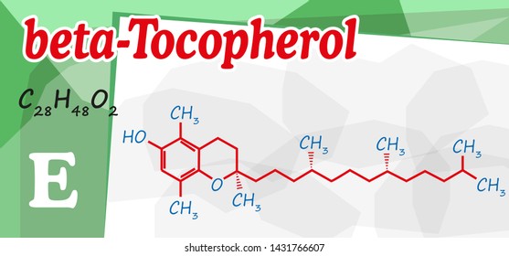 Vitamin E. beta-Tocopherol. Structure and formula.