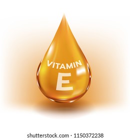 Vitamin E Drop. Realistic Vector For Beauty And Cosmetic Concept.
