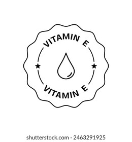 Emblema de vitamina E sobre fondo blanco