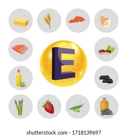 Vitamin E. Food sources. Natural organic products with the maximum vitamin E content.
