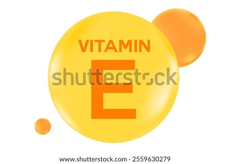 Vitamin E glowing 3D icon, molecule element or bubble isolated, transparent background. Fluid orange, yellow color flowing bubbles, supplement skin products banner, presentation, infographic design