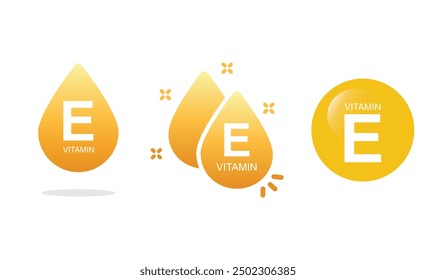 Vitamin E gold capsule, Pill - icon, vector.