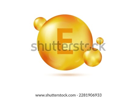 Vitamin E gold capsule. Pill capcule vector illustration isolated on white background. Nutrition skin care. Beauty and health vector concept. Meds for heath ads. Vector illustration