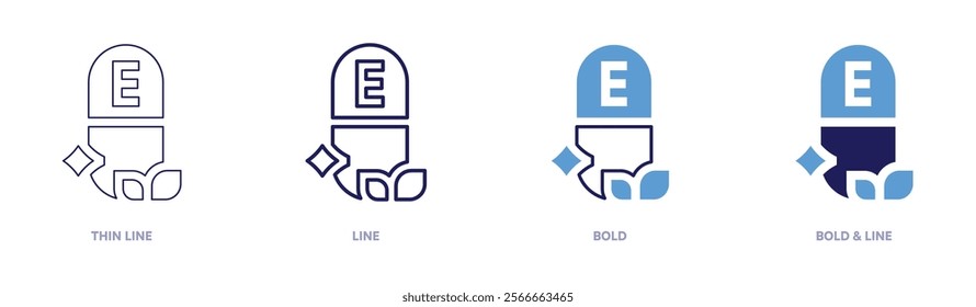 Vitamin e icon in 4 different styles. Thin Line, Line, Bold, and Bold Line. Duotone style. Editable stroke.