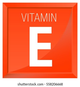 VITAMIN E Icon - Chemistry -  square frame with Orange background