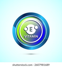 Vitamin E icon design illustration. Vitamin E sign symbol, Glossy round button design